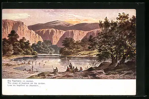 Künstler-AK Friedrich Perlberg: Taufstelle im Jordan