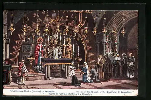 Künstler-AK Friedrich Perlberg: Jerusalem, Kalvarienberg-Kirche