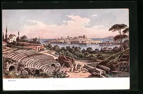 Künstler-AK Friedrich Perlberg: Syracus, Gesamtansicht
