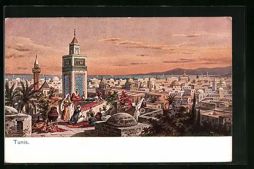 Künstler-AK Friedrich Perlberg: Tunis, Gesamtansicht