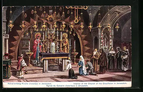 Künstler-AK Friedrich Perlberg: Jerusalem, Kalvarienberg-Kirche