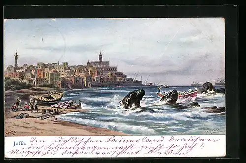 Künstler-AK Friedrich Perlberg: Jaffa, Strandpartie