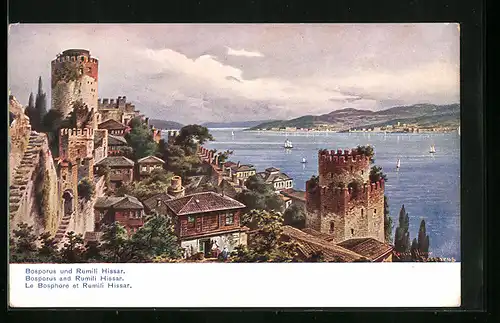 Künstler-AK Friedrich Perlberg: Bosporus und Rumili Hissar