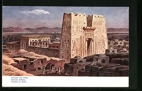 Künstler-AK Friedrich Perlberg: Tempel von Edfu