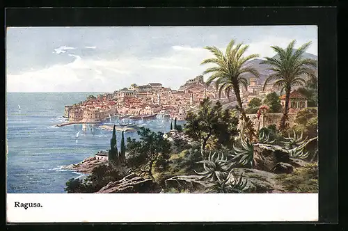 Künstler-AK Friedrich Perlberg: Ragusa, Gesamtansicht