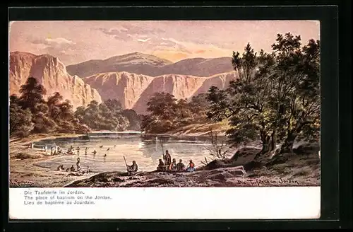 Künstler-AK Friedrich Perlberg: Taufstelle im Jordan