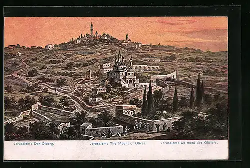 Künstler-AK Friedrich Perlberg: Jerusalem, Ölberg im Abendrot