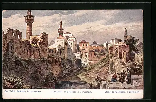 Künstler-AK Friedrich Perlberg: Jerusaelm, Teich Bethesda