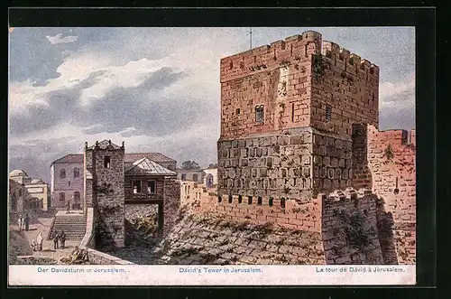 Künstler-AK Friedrich Perlberg: Jerusalem, Davidsturm