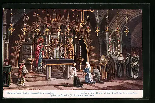 Künstler-AK Friedrich Perlberg: Jerusalem, Kalvarienberg-Kirche