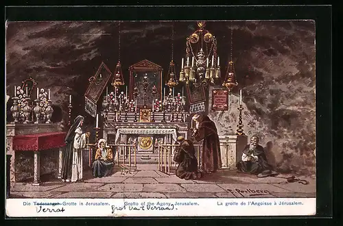 Künstler-AK Friedrich Perlberg: Jerusalem, Todesangst-Grotte