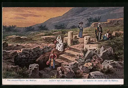 Künstler-AK Friedrich Perlberg: Nablus, Jakobsbrunnen