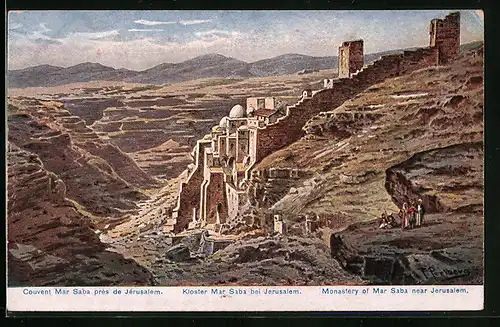 Künstler-AK Friedrich Perlberg: Jerusalem, Kloster Mar Saba