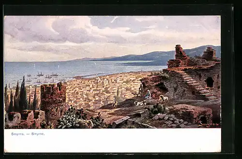 Künstler-AK Friedrich Perlberg: Smyrna, Gesamtansicht