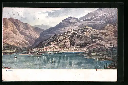 Künstler-AK Friedrich Perlberg: Cattaro, Panorama