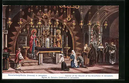 Künstler-AK Friedrich Perlberg: Jerusalem, Kalvarienberg-Kirche