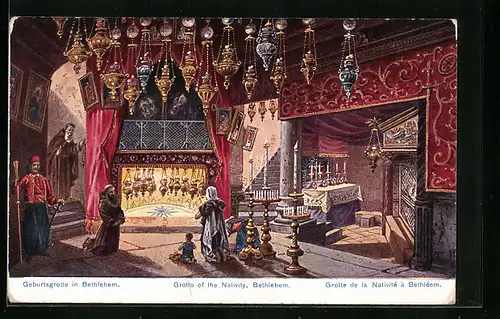 Künstler-AK Friedrich Perlberg: Bethlehem, Geburtsgrotte