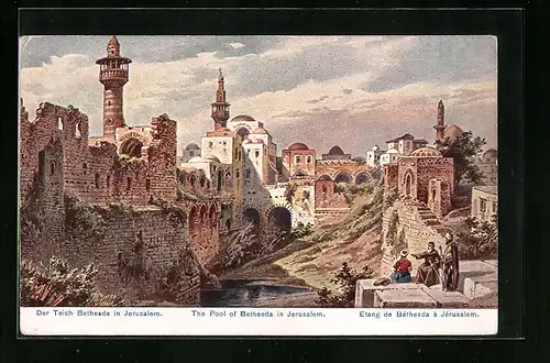 Künstler-AK Friedrich Perlberg: Jerusalem, Teich Bethesda