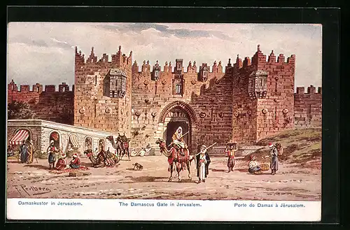 Künstler-AK Friedrich Perlberg: Jerusalem, Damaskustor