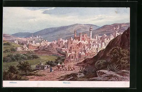 Künstler-AK Friedrich Perlberg: Hebron, Gesamtansicht
