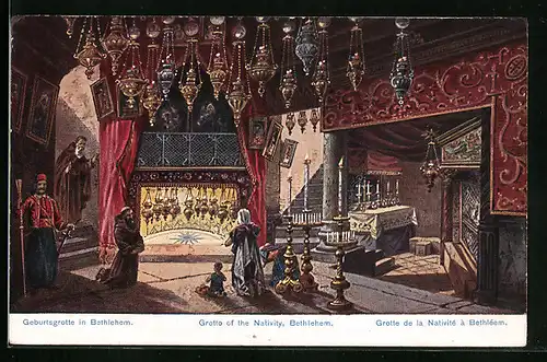 Künstler-AK Friedrich Perlberg: Bethlehem, Geburtsgrotte