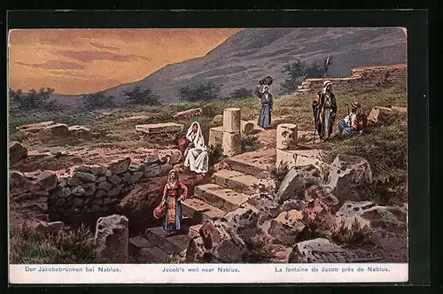 Künstler-AK Friedrich Perlberg: Nablus, Jakobsbrunnen