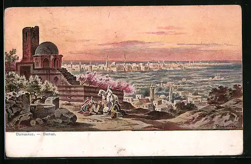 Künstler-AK Friedrich Perlberg: Damaskus, Gesamtansicht