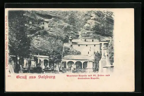 AK Salzburg, Maximus-Kapelle mit St. Peter- und Gertruden-Kapelle