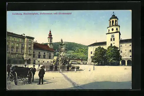 AK Salzburg, Residenzplatz, Hofbrunnen und Glockenspiel