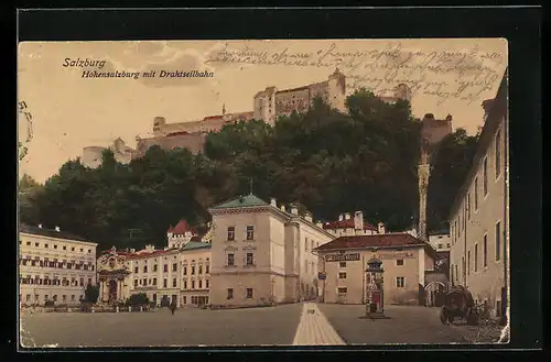 AK Salzburg, Hohensalzburg mit Drahtseilbahn