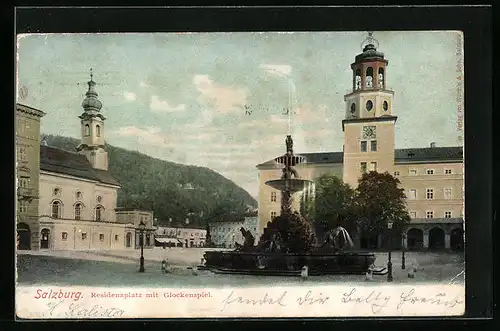 AK Salzburg, Residenzplatz mit Glockenspiel