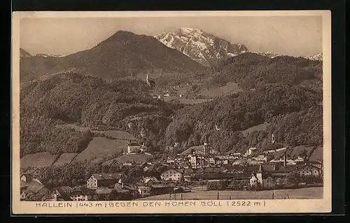 AK Hallein, Ortsansicht gegen den Hohen Göll