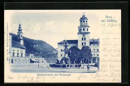 AK Salzburg, Residenzbrunnen und Glockenspiel