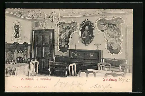 AK Salzburg, Mozartstube im Restaurant Stieglkeller