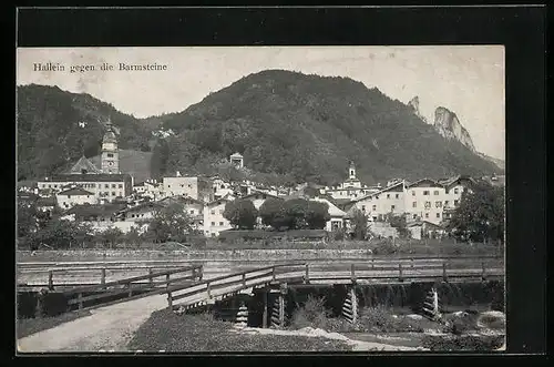 AK Hallein, Ortsansicht gegen die Barmsteine