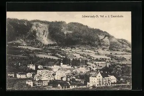 AK Schwarzach-St. Veit, Ortsansicht aus der Vogelschau