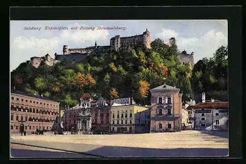 AK Salzburg, Kapitelplatz mit Festung Hohensalzburg