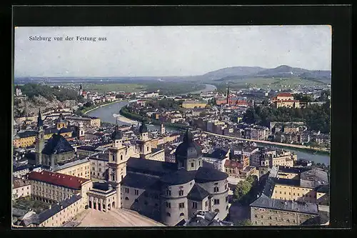 AK Salzburg, Blick von der Festung auf die Stadt