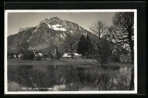 AK Anif, Ortsansicht mit dem Untersberg