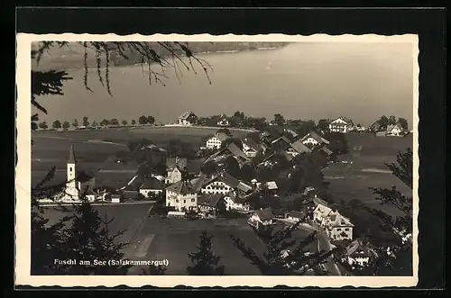 AK Fuschl am See, Ortsansicht und Seepartie aus der Vogelschau