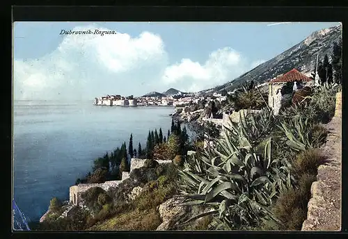 AK Dubrovnik, Ortsansicht und Uferpartie