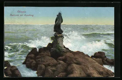 AK Abbazia, Madonna mit Brandung
