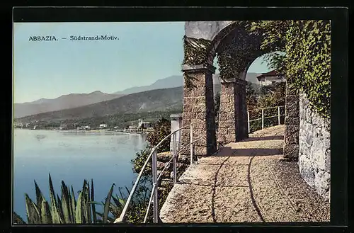 AK Abbazia, Südstrand-Motiv