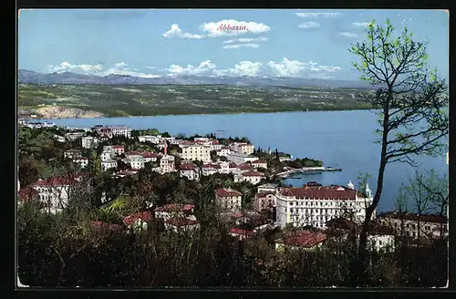 AK Abbazia, Ortsansicht aus der Vogelschau