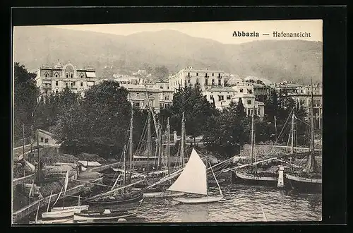 AK Abbazia, Schiffe im Hafen