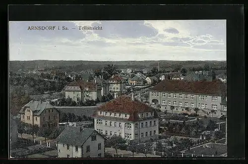 AK Arnsdorf i. Sa., Ortsansicht aus der Vogelschau