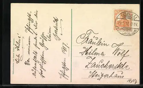 AK Löbau i. Sa., Ortspartie mit Kirche