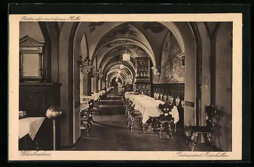 AK Wiesbaden, Restaurant Ratskeller, Partie in der vorderen Halle