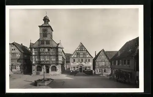AK Heppenheim, Marktplatz mit Rathaus