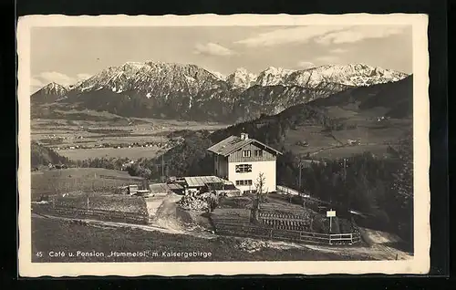 AK Oberaudorf, Hotel-Pension Hummelei mit Kaisergebirge